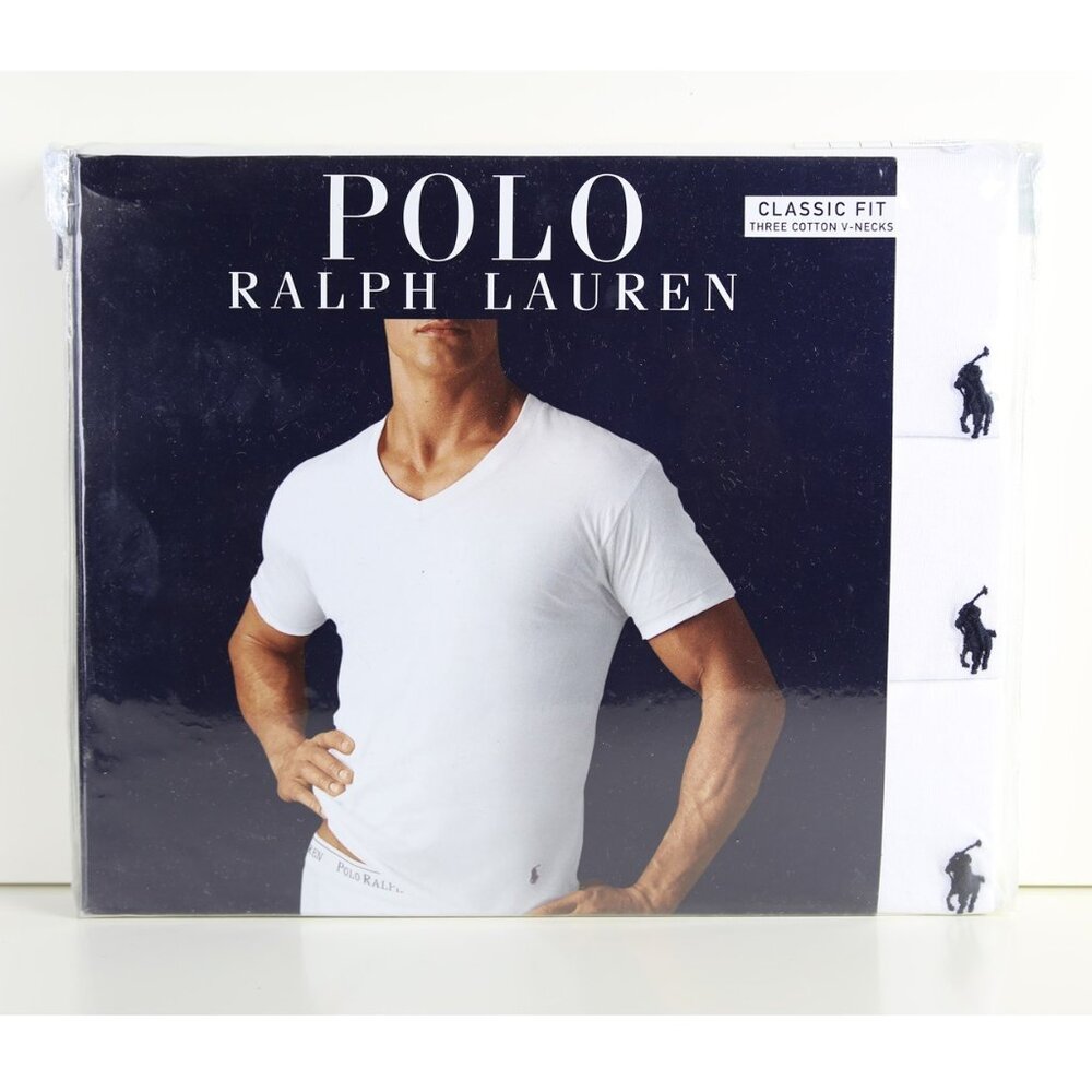 Polo Ralph Lauren Men’s V-neck 3-Pack White Size Medium Classic Fit NEW $49.50